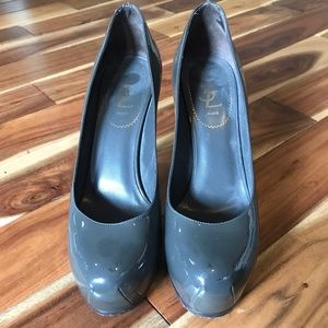 YSL Tribtoo Gray Patent Leather Pump